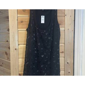 NWT Women's Express Black Sequin Heart Tank Top L